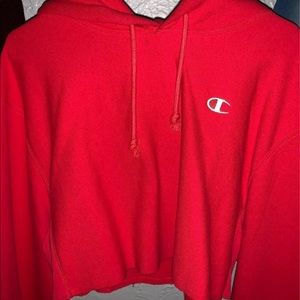Red Cropped Champion hoodie